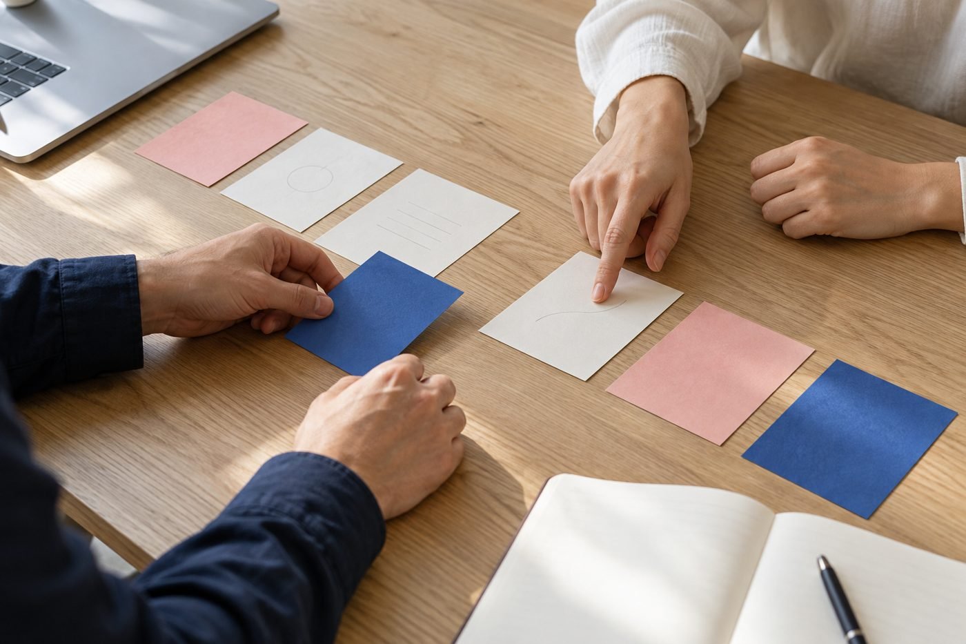 Sticky notes arranged on a wall during a planning session